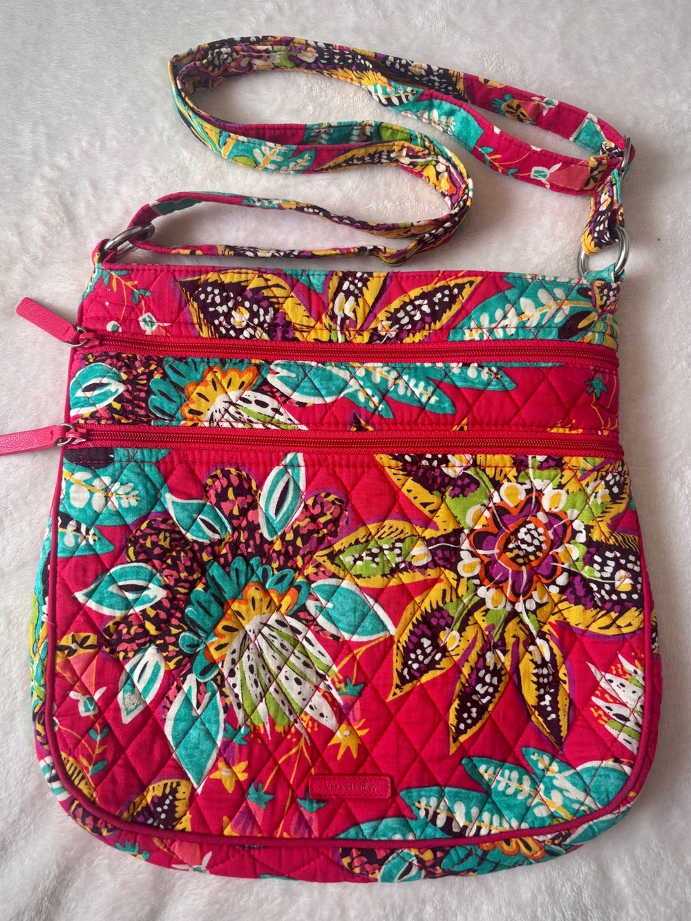 Vera Bradley Rumba Triple Zip Hipster Crossbody Bag Colorful Floral Boho